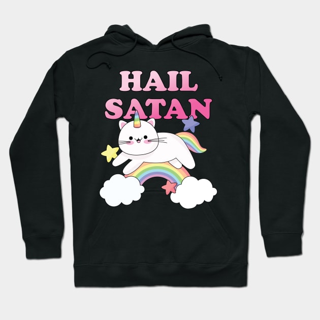 Hail Satan Rainbow Cat Unicorn Hoodie by BlackRavenOath